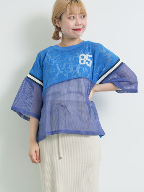 SM2「ナンバリングレースパッチワークTシャツ」|Tシャツ・カットソー|ブルー