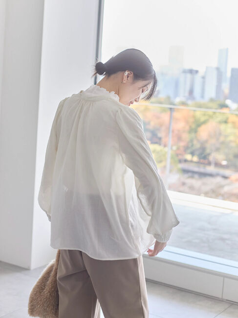 Samansa Mos2 blue「切替タックブラウス」|シャツ・ブラウス|