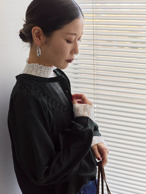 Samansa Mos2 blue「切替タックブラウス」|シャツ・ブラウス|