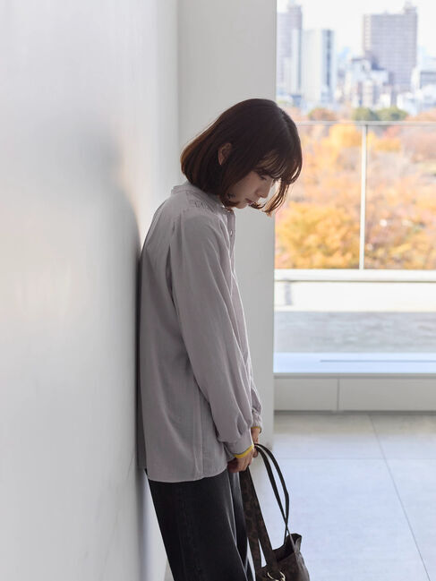 Samansa Mos2 blue「切替タックブラウス」|シャツ・ブラウス|