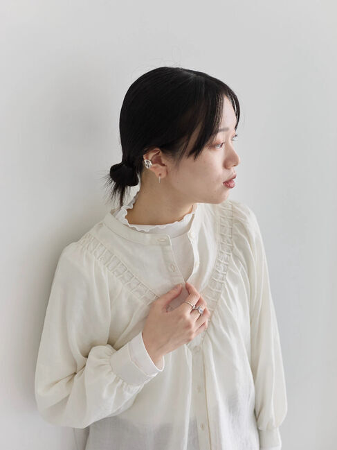 Samansa Mos2 blue「切替タックブラウス」|シャツ・ブラウス|