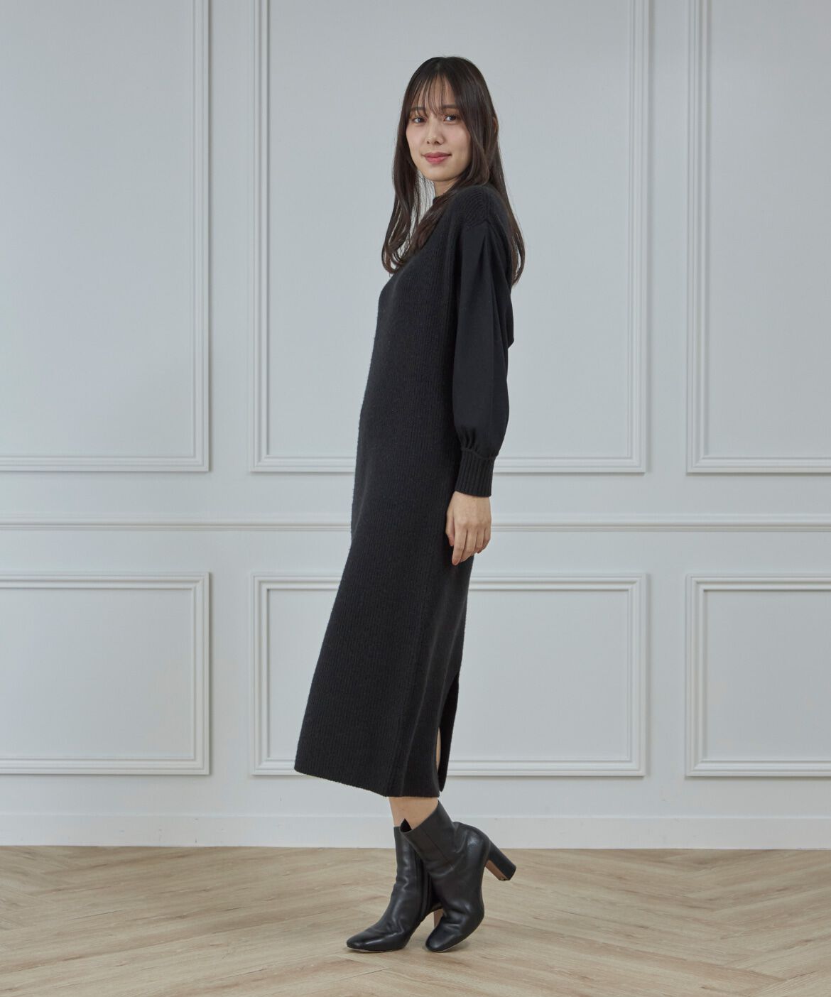 INED「圧縮スムースドッキングニットワンピース」|ワンピース|