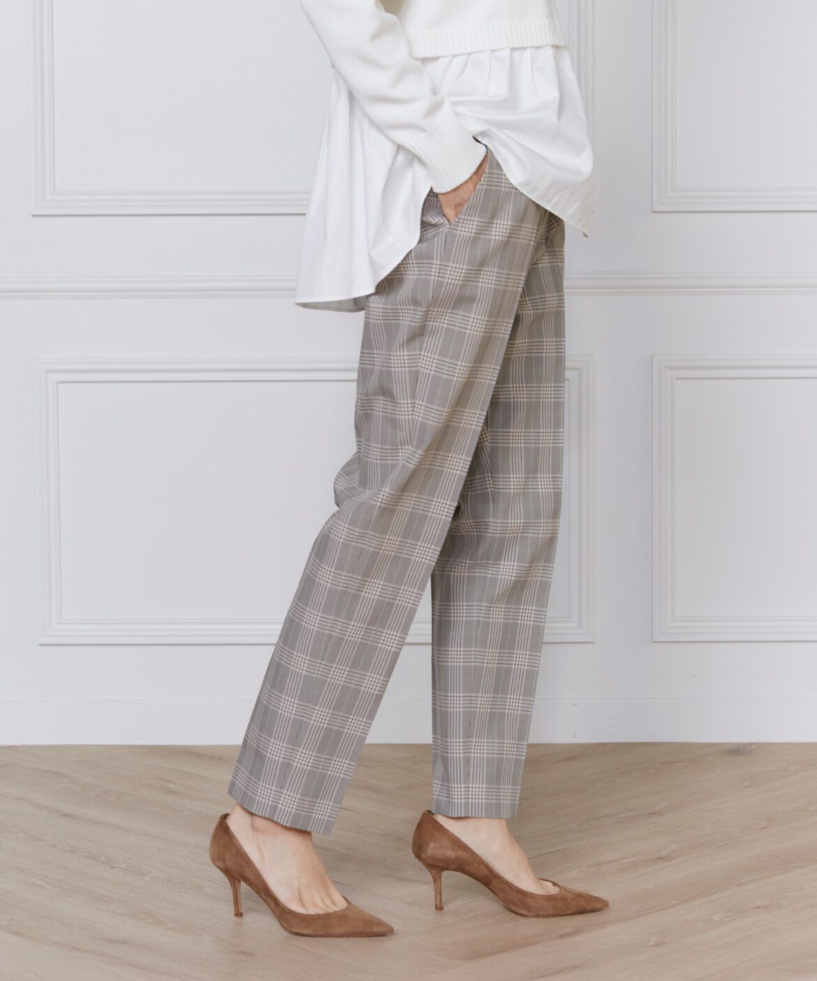 INED「《大きいサイズ》美脚テーパードパンツ」|その他|格子2