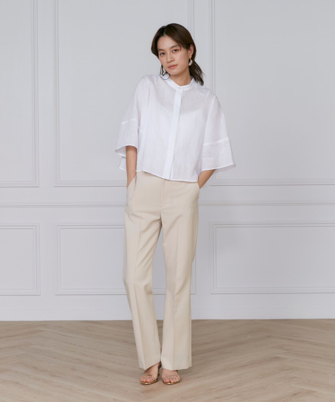 INED「《大きいサイズ》美脚セミフレアパンツ」|その他|