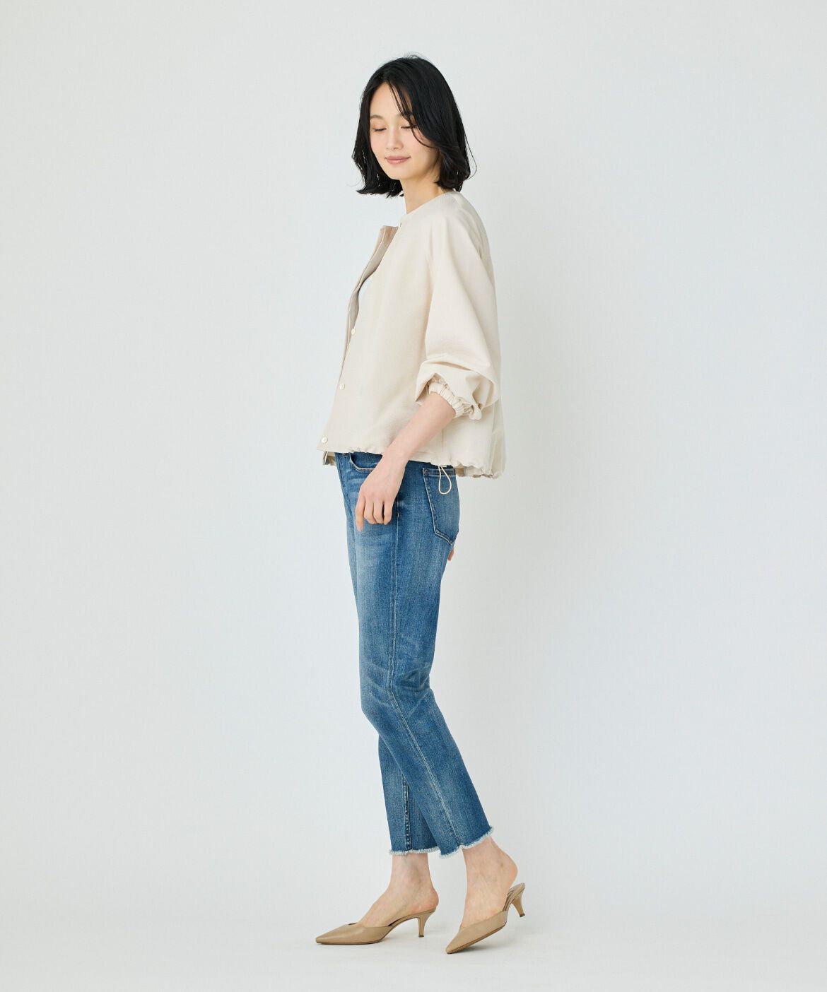 7-IDconcept.「サッカーストレッチブルゾン」|ノーカラージャケット|