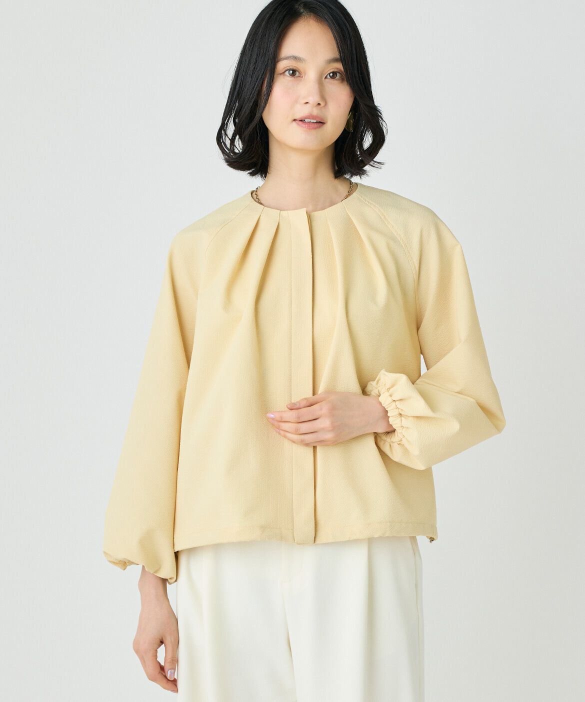 7-IDconcept.「サッカーストレッチブルゾン」|ノーカラージャケット|