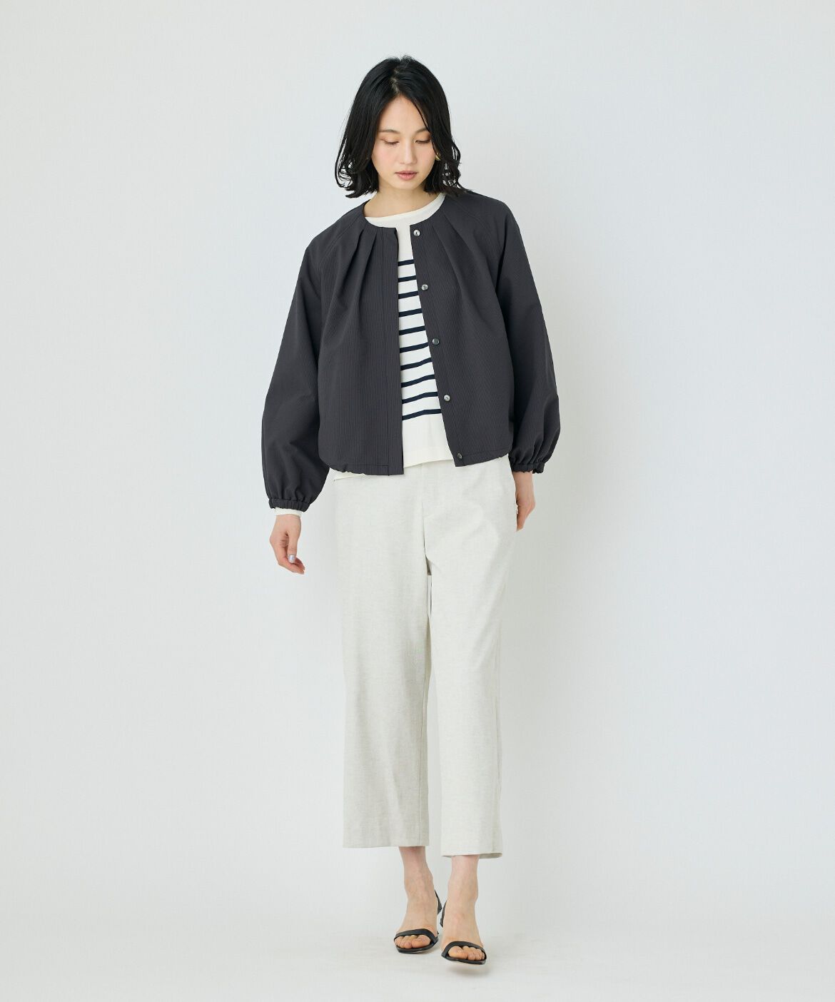 7-IDconcept.「サッカーストレッチブルゾン」|ノーカラージャケット|