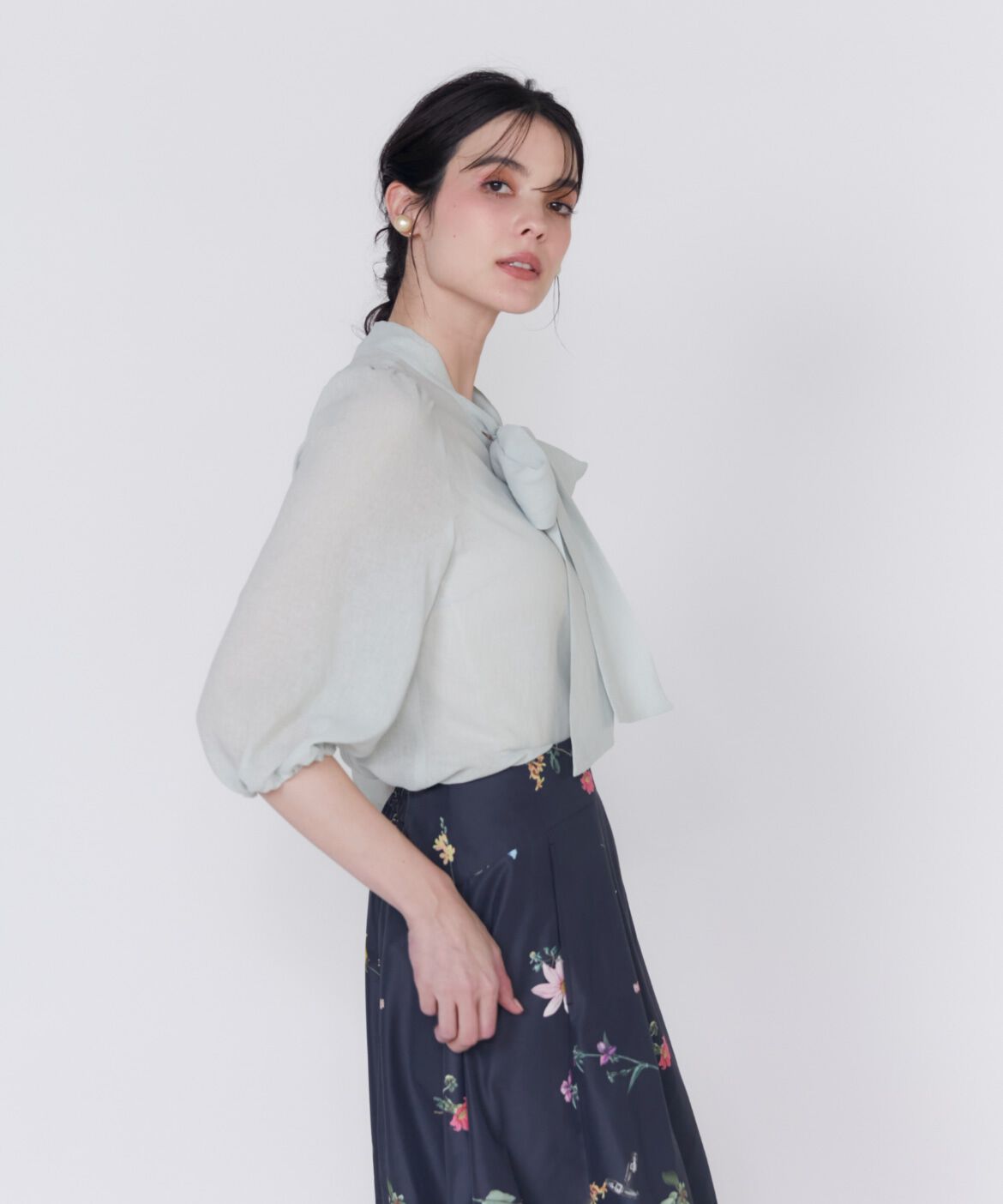 Maglie le cassetto「《大きいサイズ》シアーボウタイブラウス」|シャツ・ブラウス|