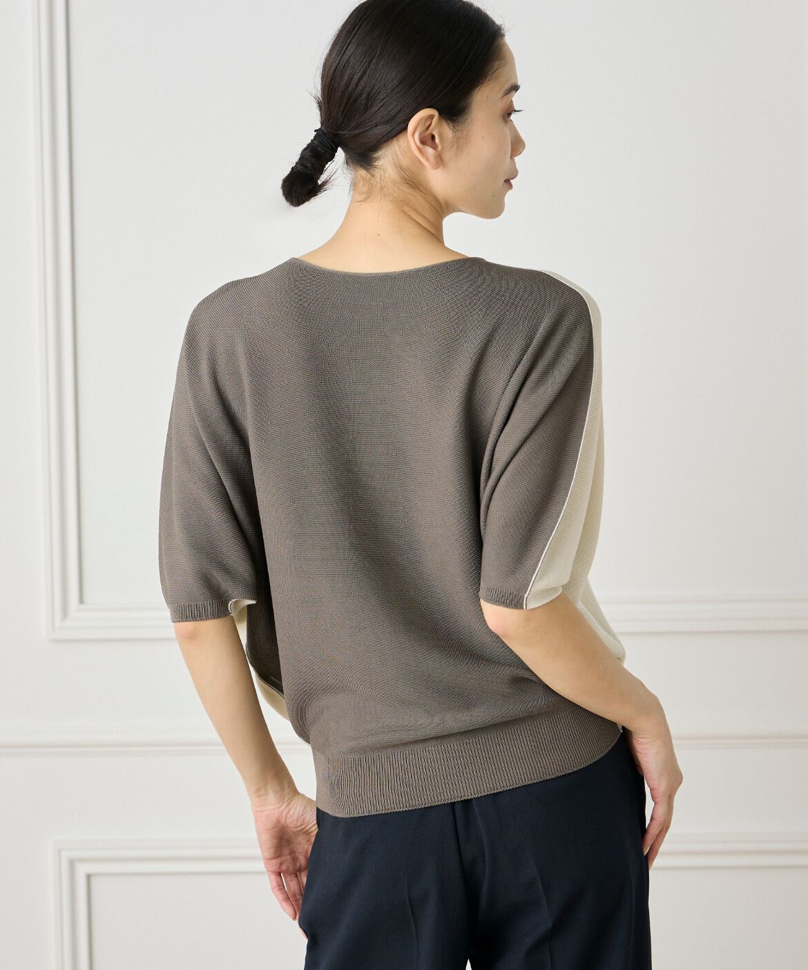 INED「《大きいサイズ》5分袖ドルマンスリーブニット《Cuoo》」|ニット・セーター|