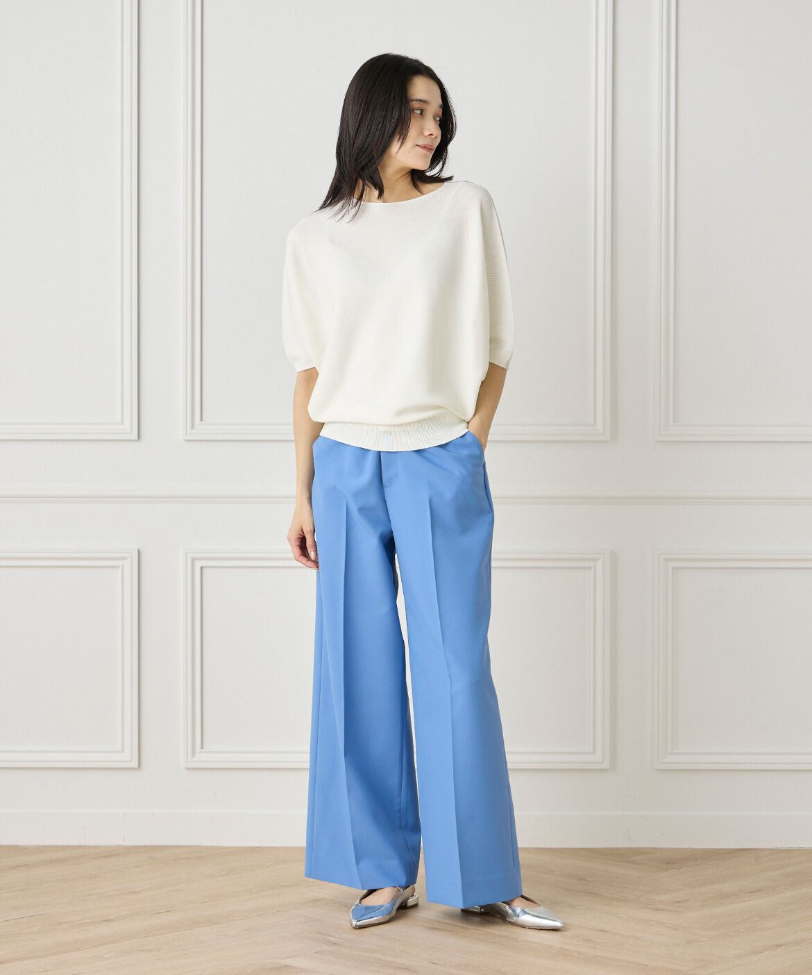 INED「《大きいサイズ》5分袖ドルマンスリーブニット《Cuoo》」|ニット・セーター|