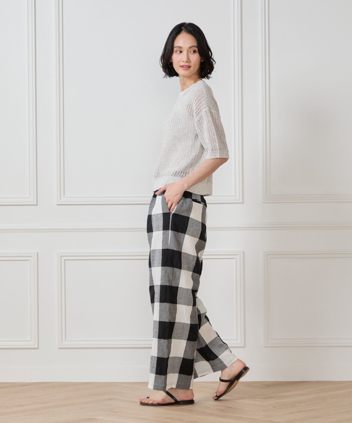 7-IDconcept.「《大きいサイズ》ボックスシルエット透かし柄ニット」|ニット・セーター|