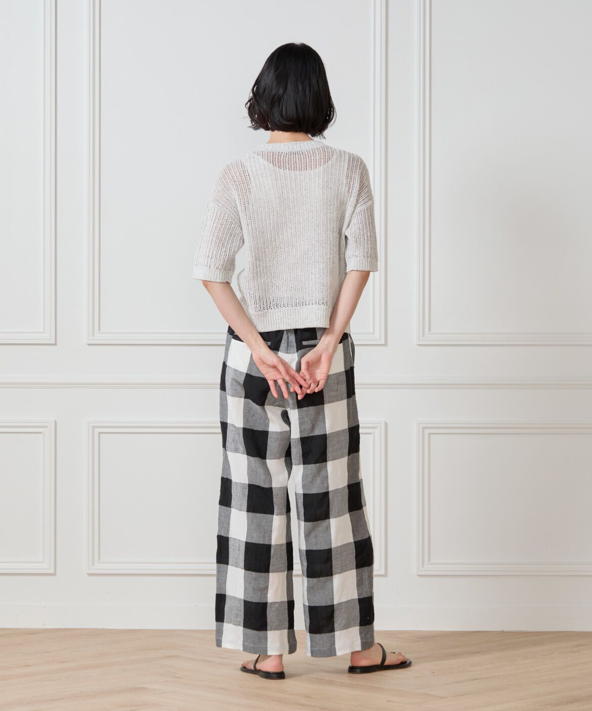 7-IDconcept.「《大きいサイズ》ボックスシルエット透かし柄ニット」|ニット・セーター|