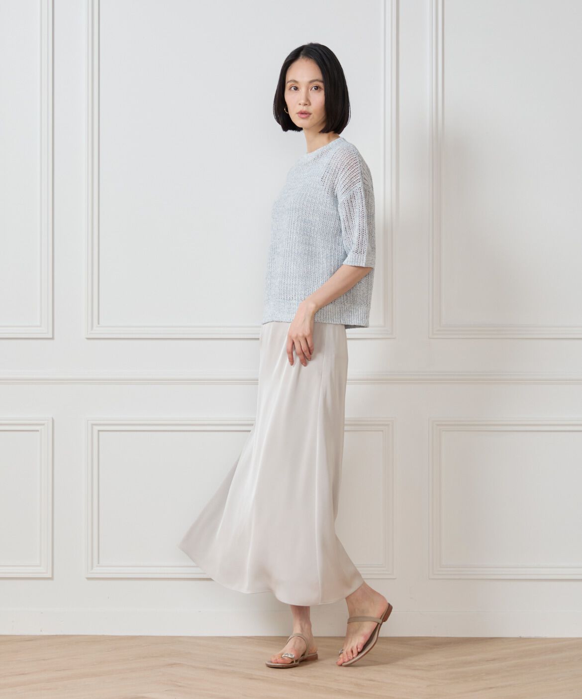 7-IDconcept.「《大きいサイズ》ボックスシルエット透かし柄ニット」|ニット・セーター|