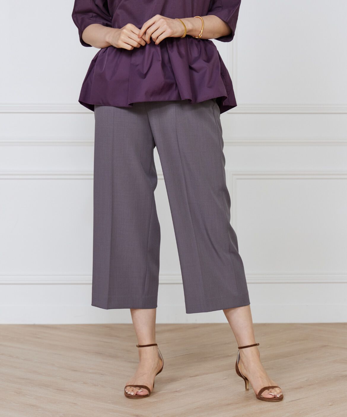 7-IDconcept.「《大きいサイズ》ワイドクロップトパンツ」|その他|グレー1