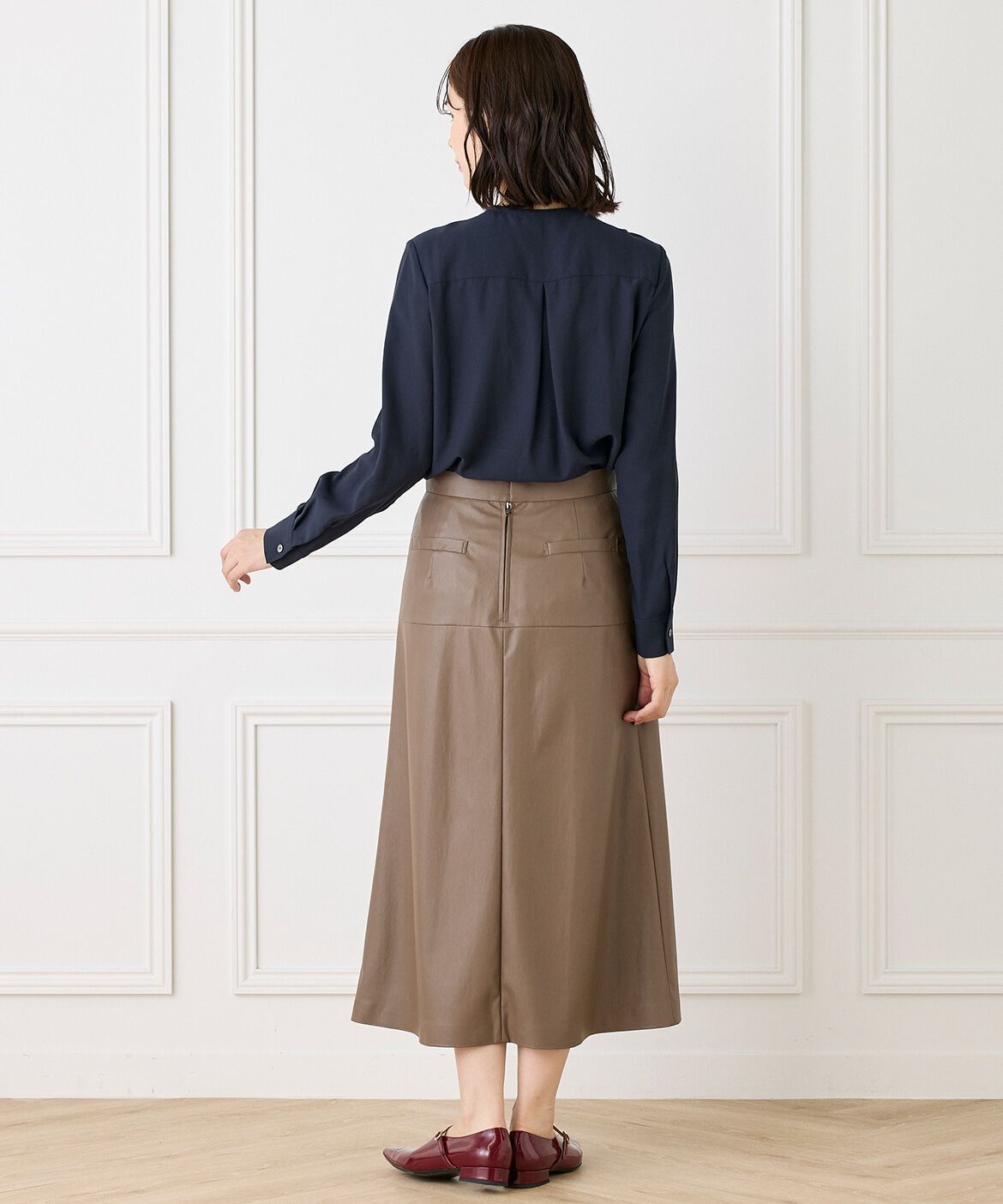 INED「《大きいサイズ》ピンタックボウタイブラウス」|シャツ・ブラウス|