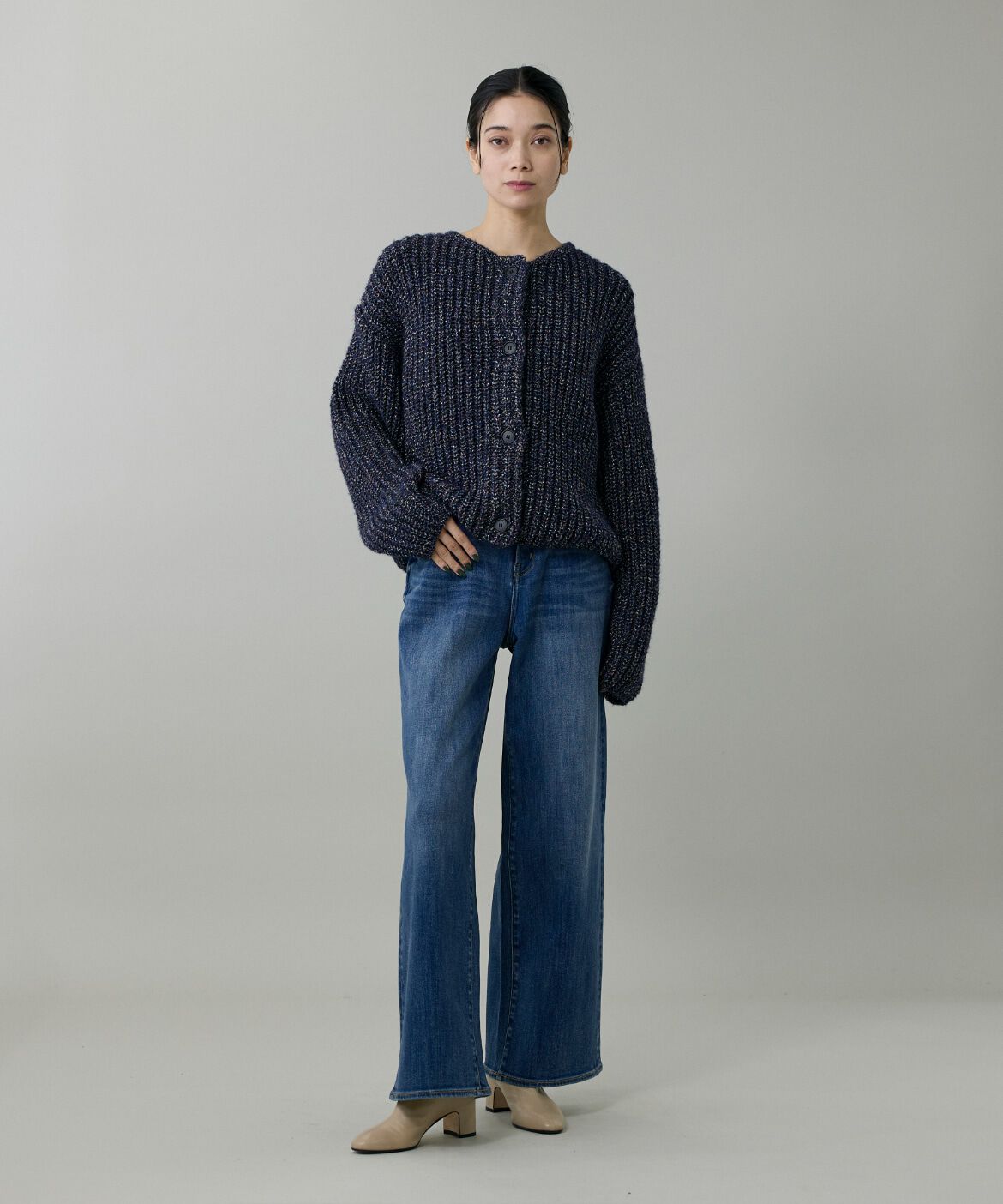 INED「片畦クルーネックカーディガン」|カーディガン|