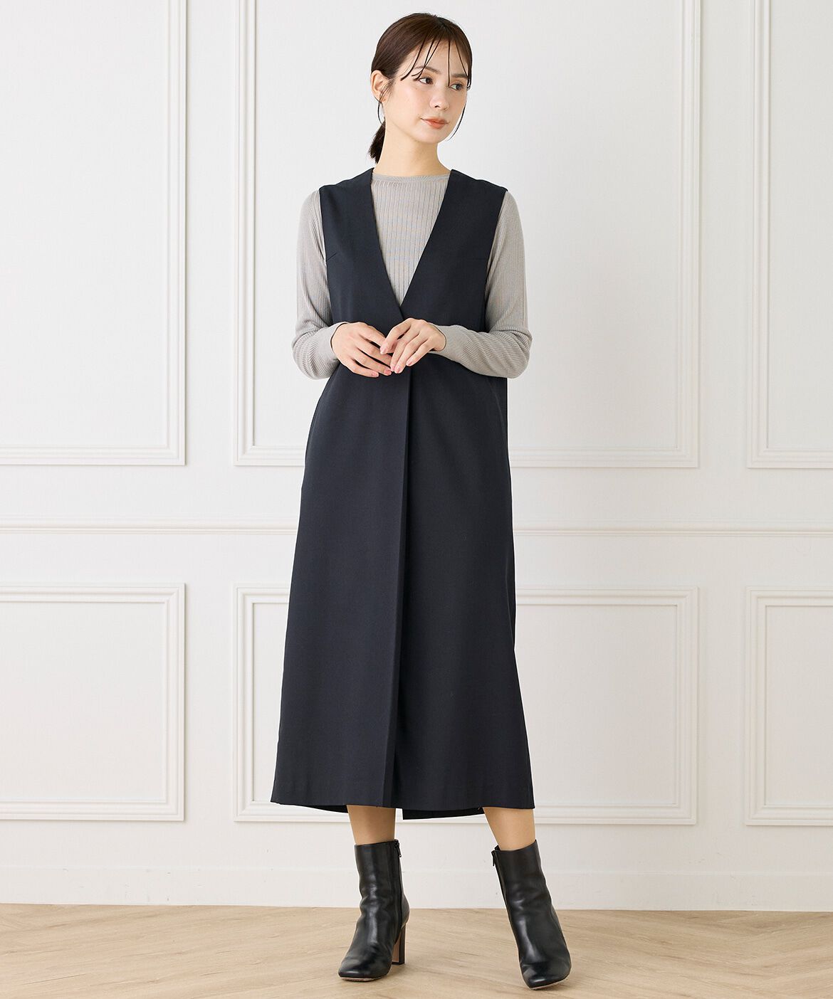 INED「コクーンワンピース」|ワンピース|ネイビー