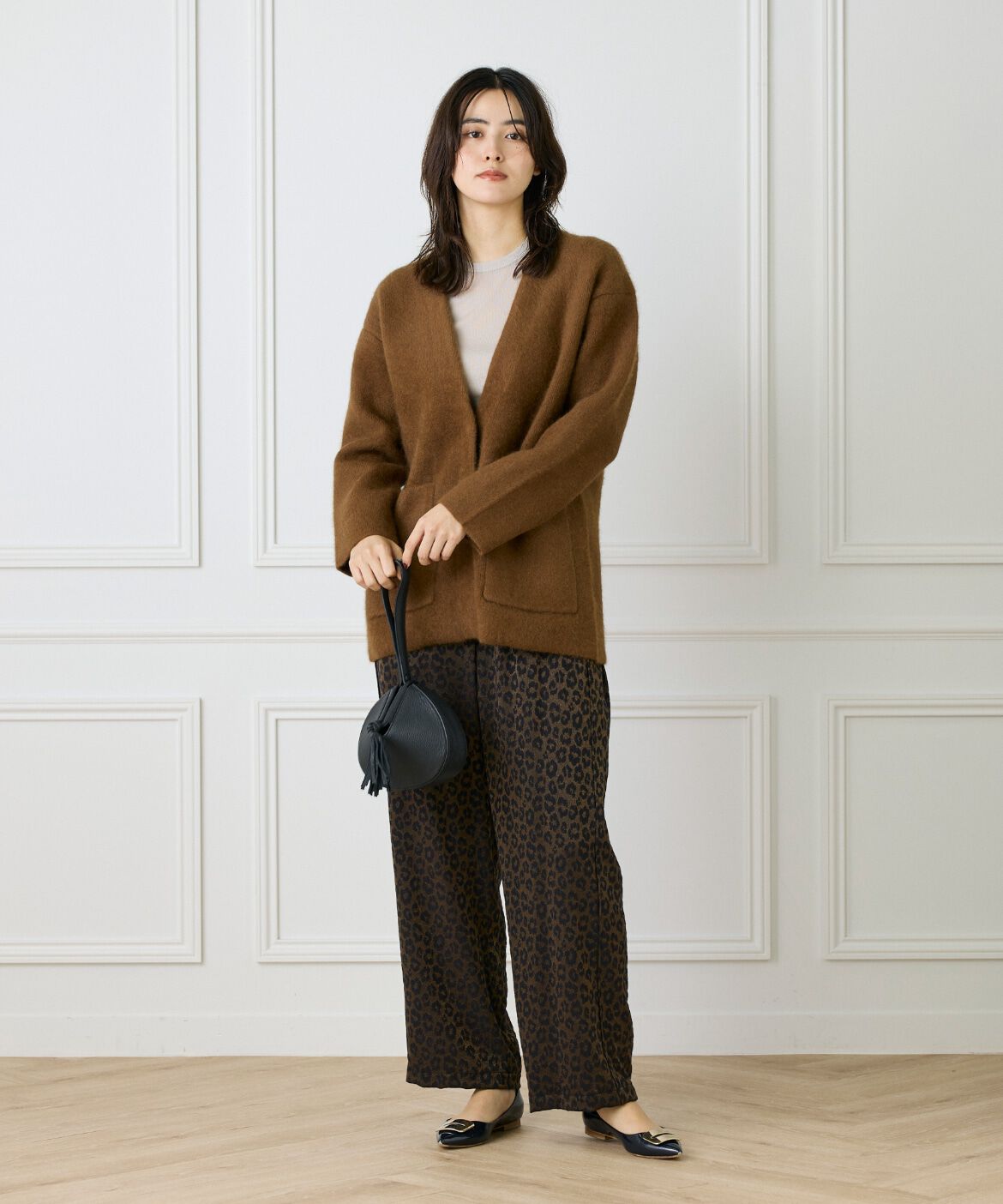 Le Souk「《大きいサイズ》ラクーン接結編みニットジャケット」|カーディガン|