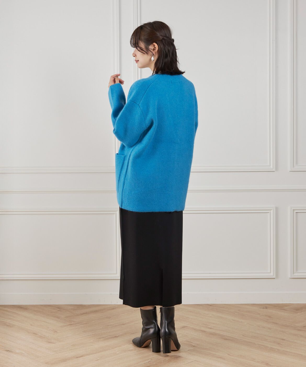 Le Souk「《大きいサイズ》ラクーン接結編みニットジャケット」|カーディガン|