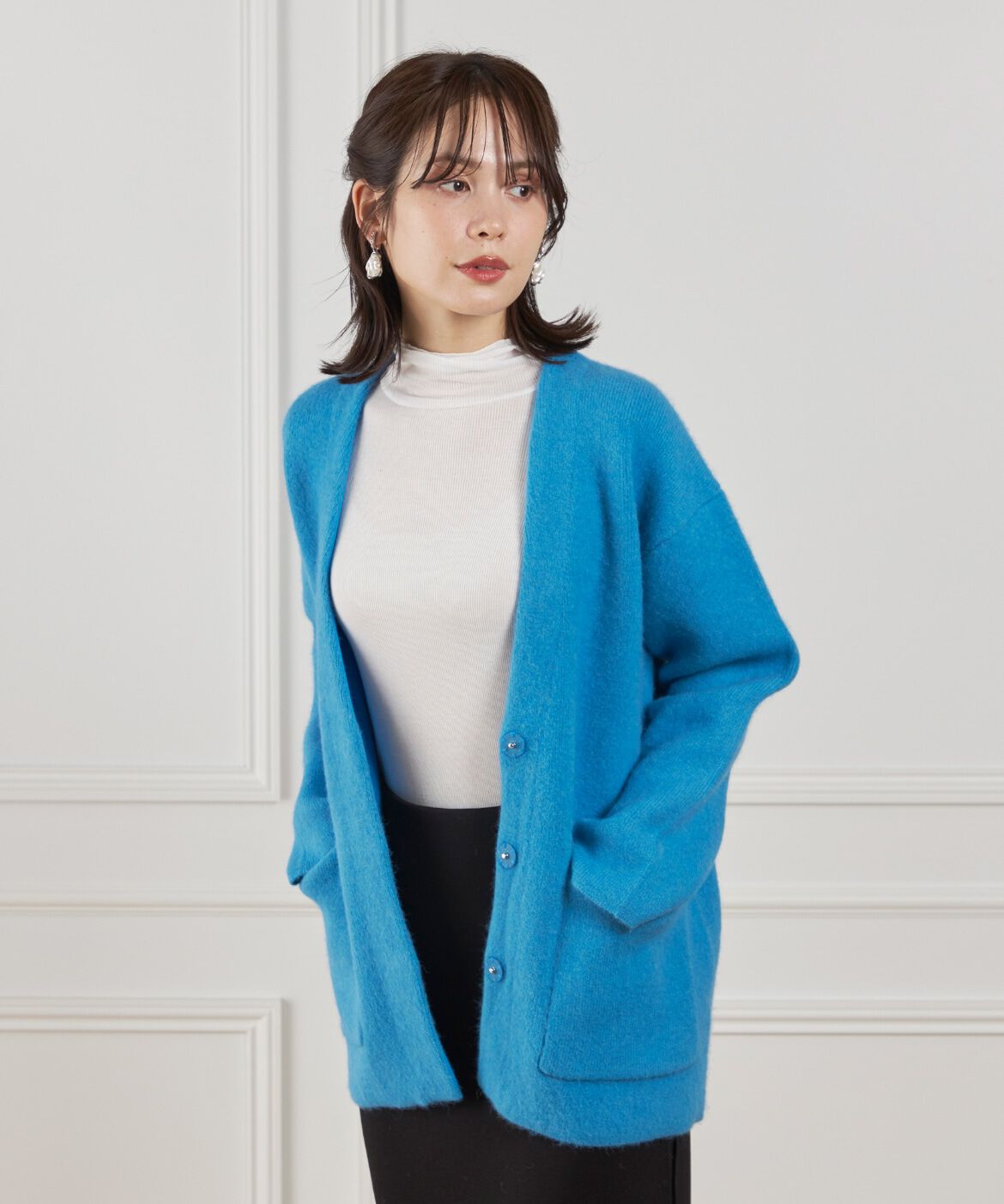 Le Souk「《大きいサイズ》ラクーン接結編みニットジャケット」|カーディガン|