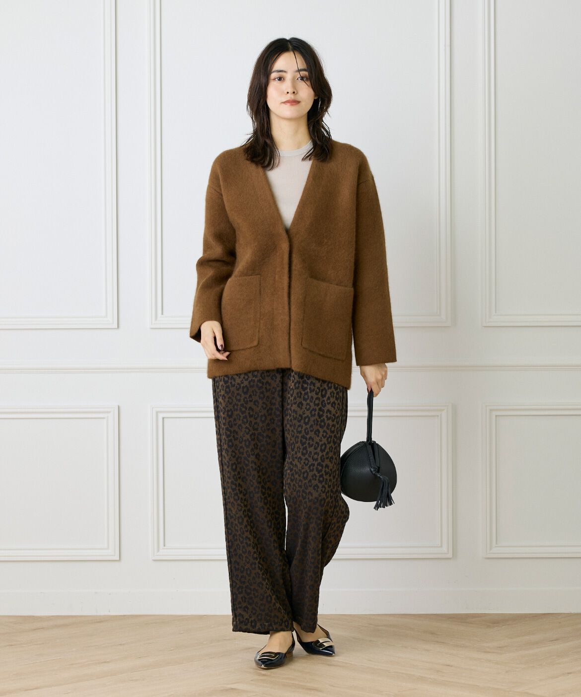 Le Souk「《大きいサイズ》ラクーン接結編みニットジャケット」|カーディガン|