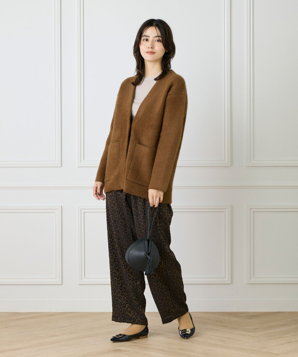 Le Souk「《大きいサイズ》ラクーン接結編みニットジャケット」|カーディガン|