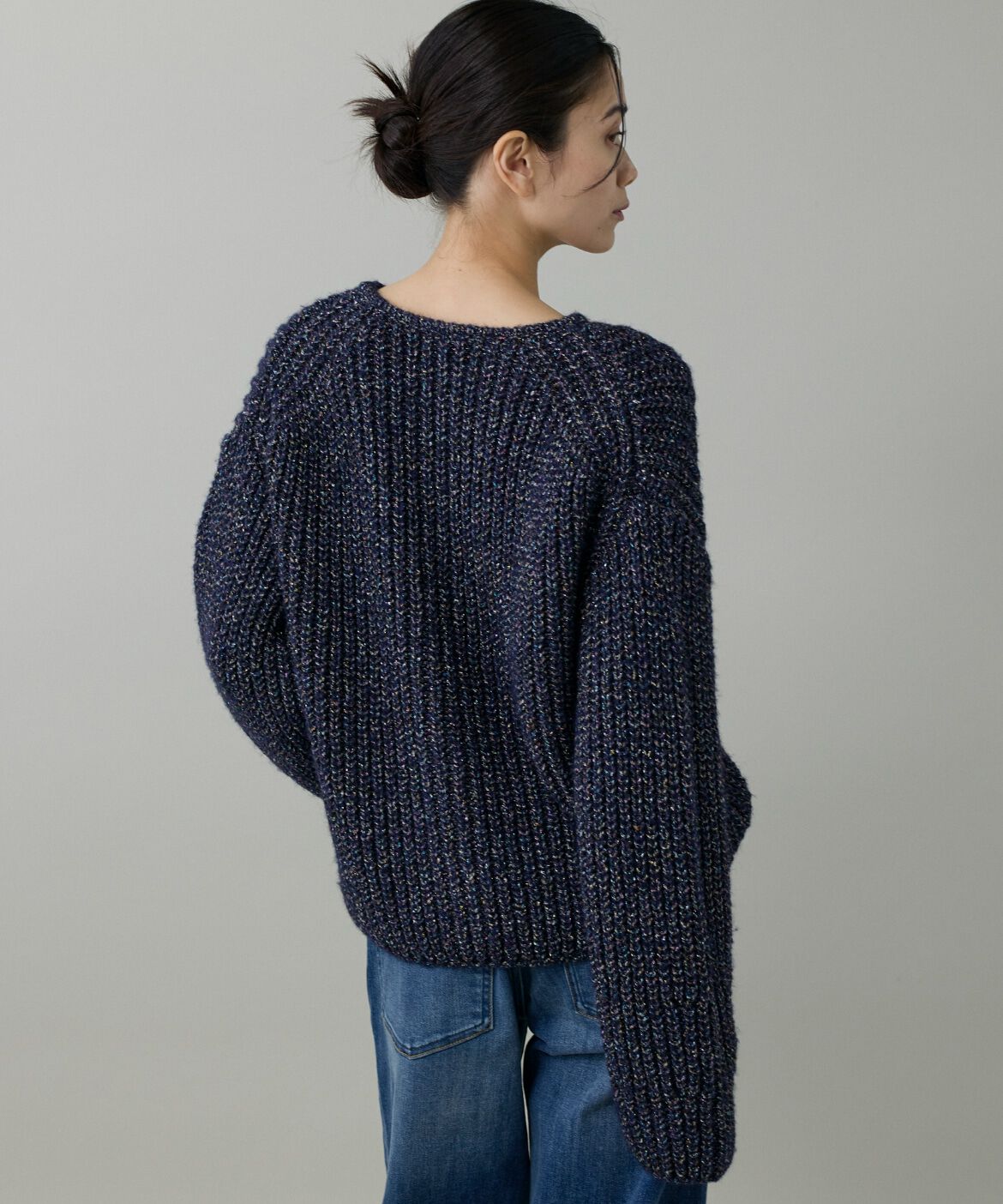 INED「《大きいサイズ》片畦クルーネックカーディガン」|カーディガン|