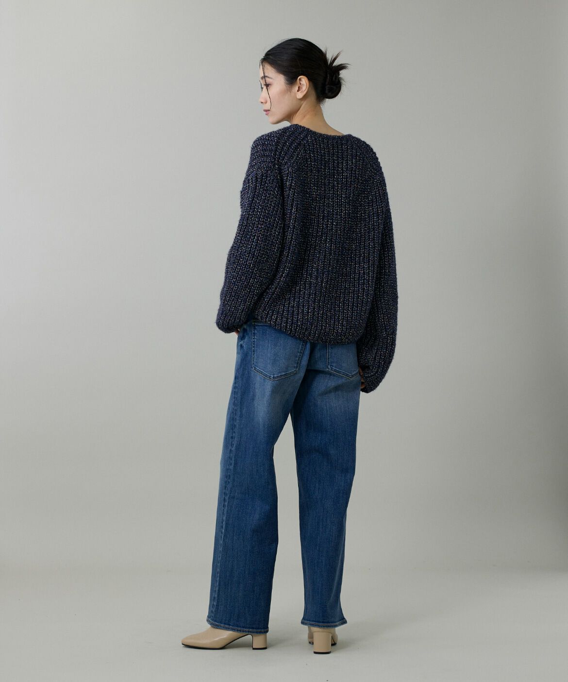 INED「《大きいサイズ》片畦クルーネックカーディガン」|カーディガン|