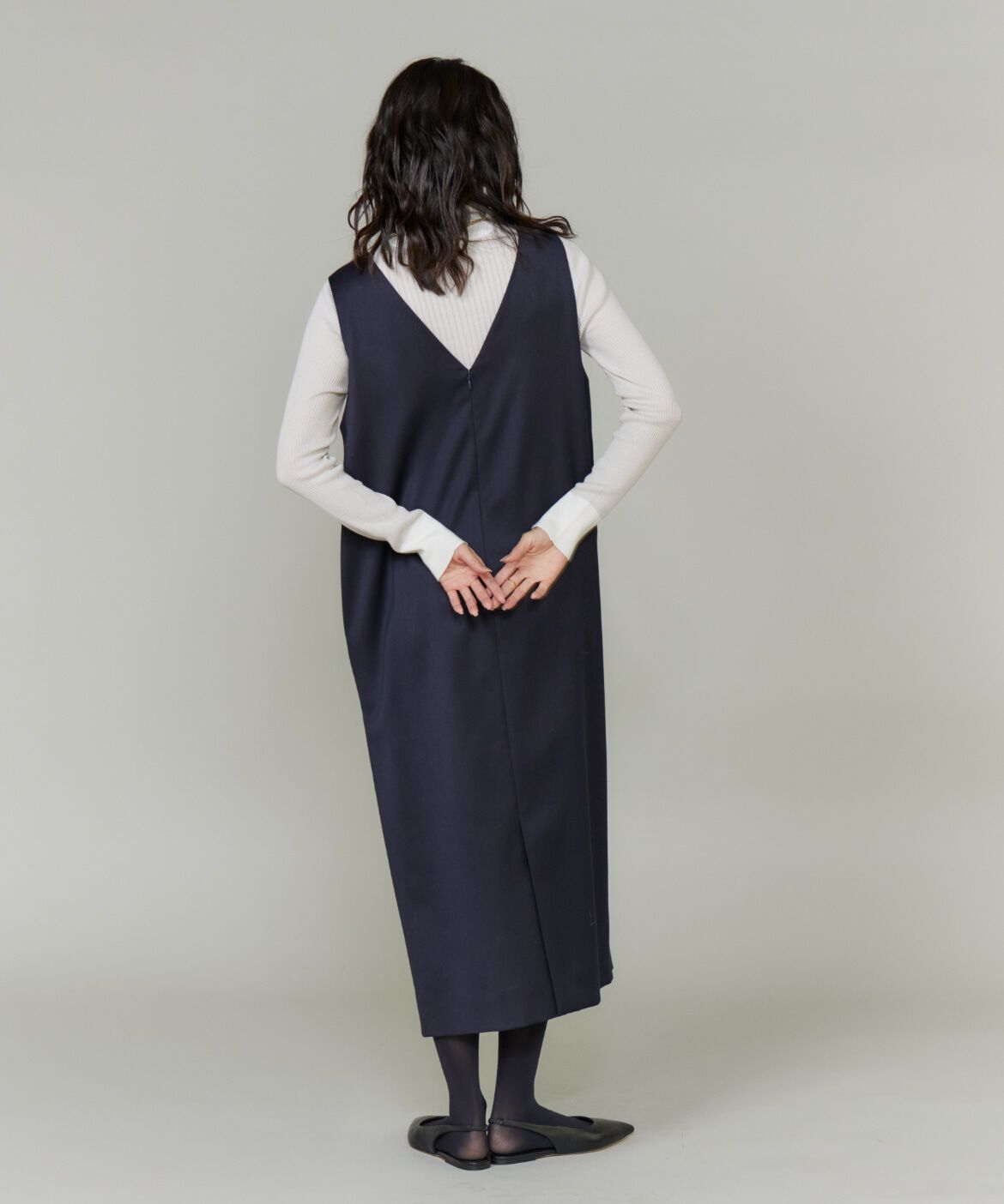 INED「《大きいサイズ》ボートネックワンピース」|ワンピース|