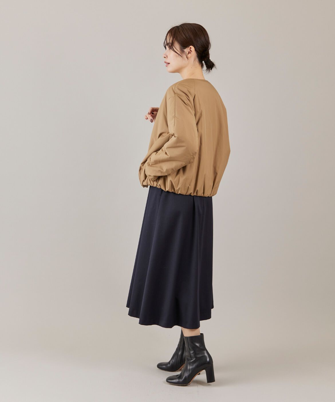 INED「《大きいサイズ》ノーカラー中綿ブルゾン　」|その他|