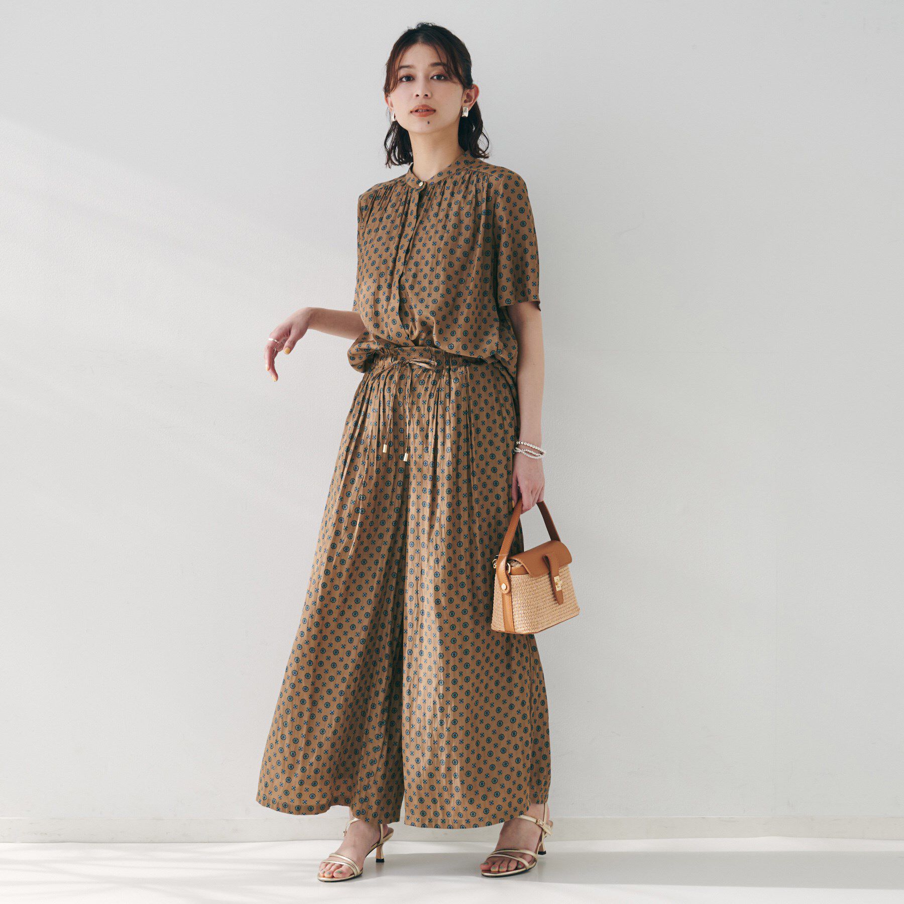 UNTITLED「【セットアップ可能/ウエストゴム】小紋柄パンツ」|その他|