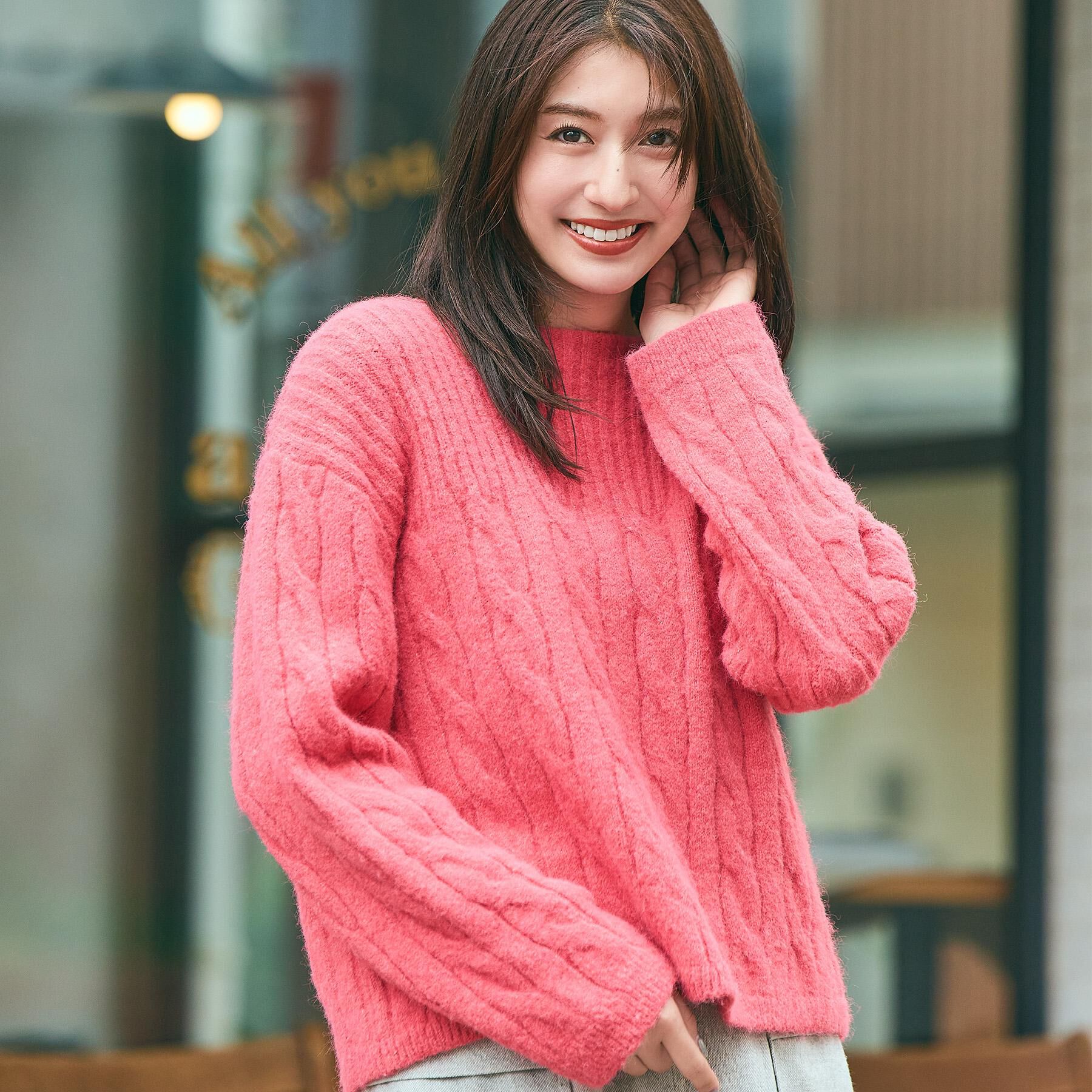 grove「ふんわり包み込む ケーブルボートネックニット」|ニット・セーター|