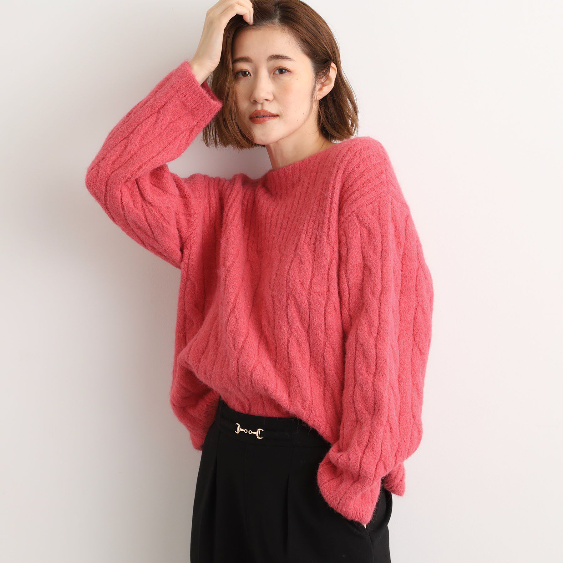 grove「ふんわり包み込む ケーブルボートネックニット」|ニット・セーター|