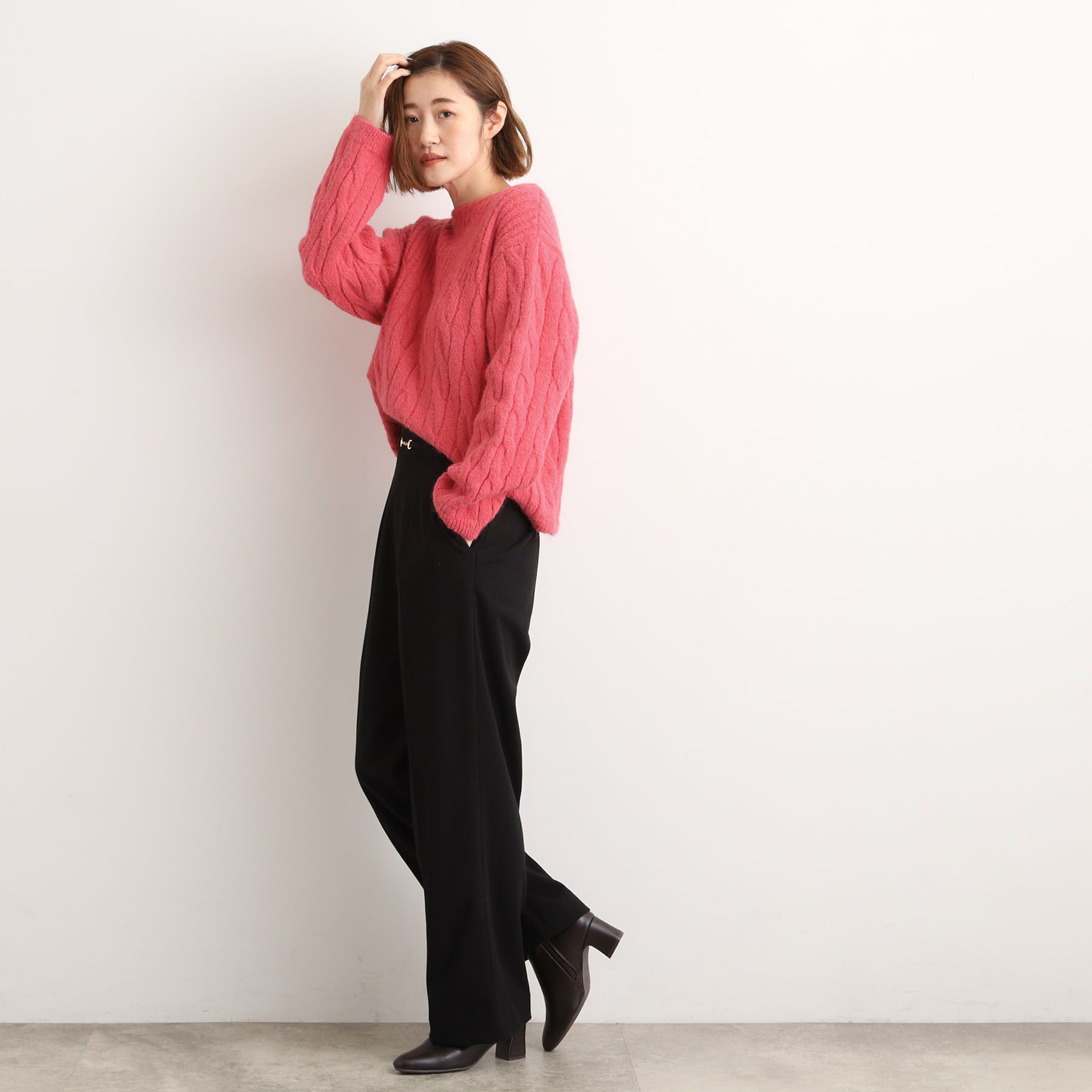 grove「ふんわり包み込む ケーブルボートネックニット」|ニット・セーター|