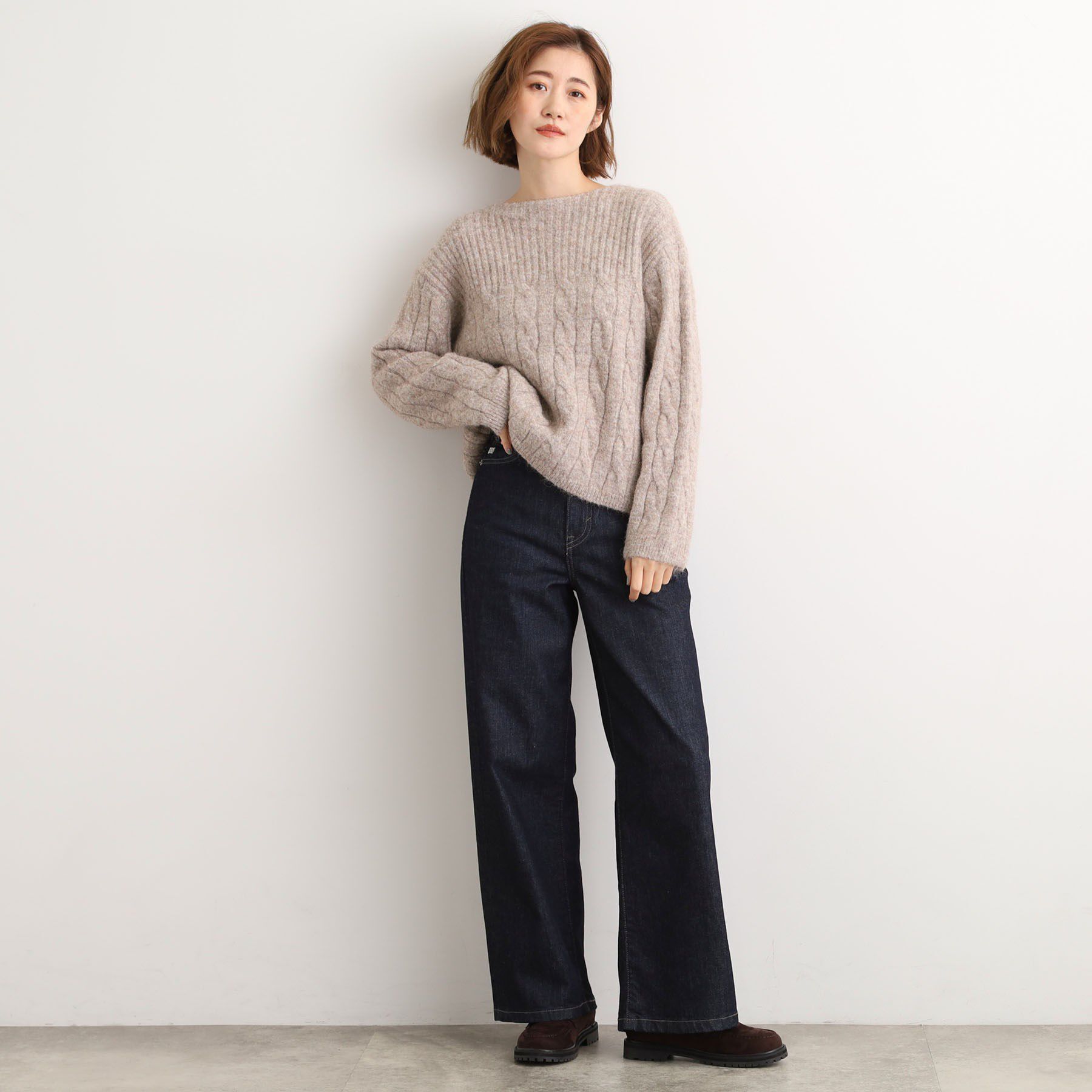 grove「ふんわり包み込む ケーブルボートネックニット」|ニット・セーター|