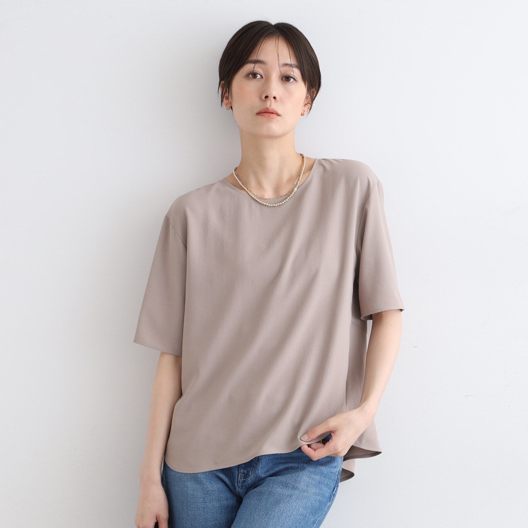 INDIVI「【洗える／UVケア／SETUP可能】バックシャンブラウス」|シャツ・ブラウス|ベージュ(652)