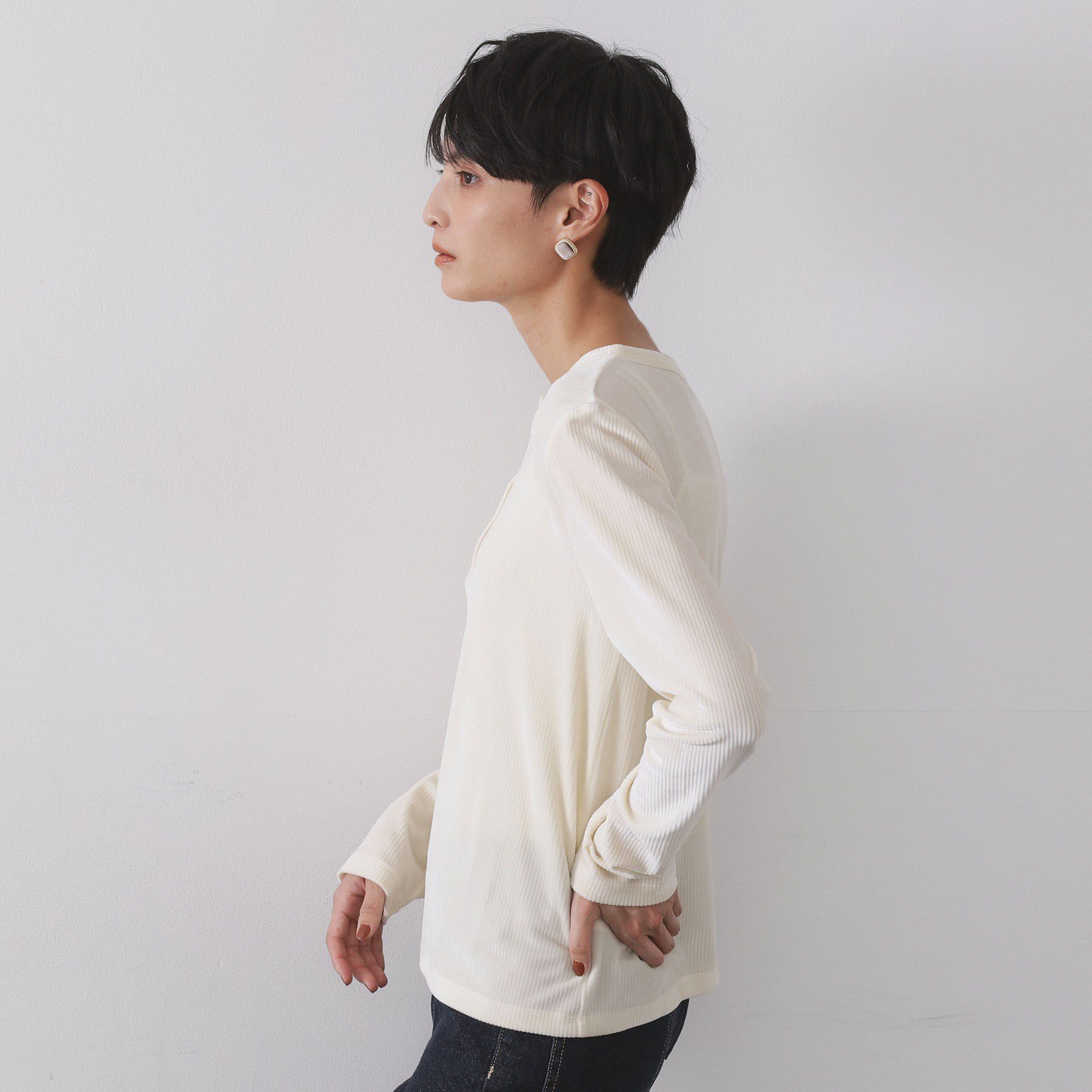 OPAQUE.CLIP「ベロアタッチリブトップス【洗濯機OK】」|Tシャツ・カットソー|