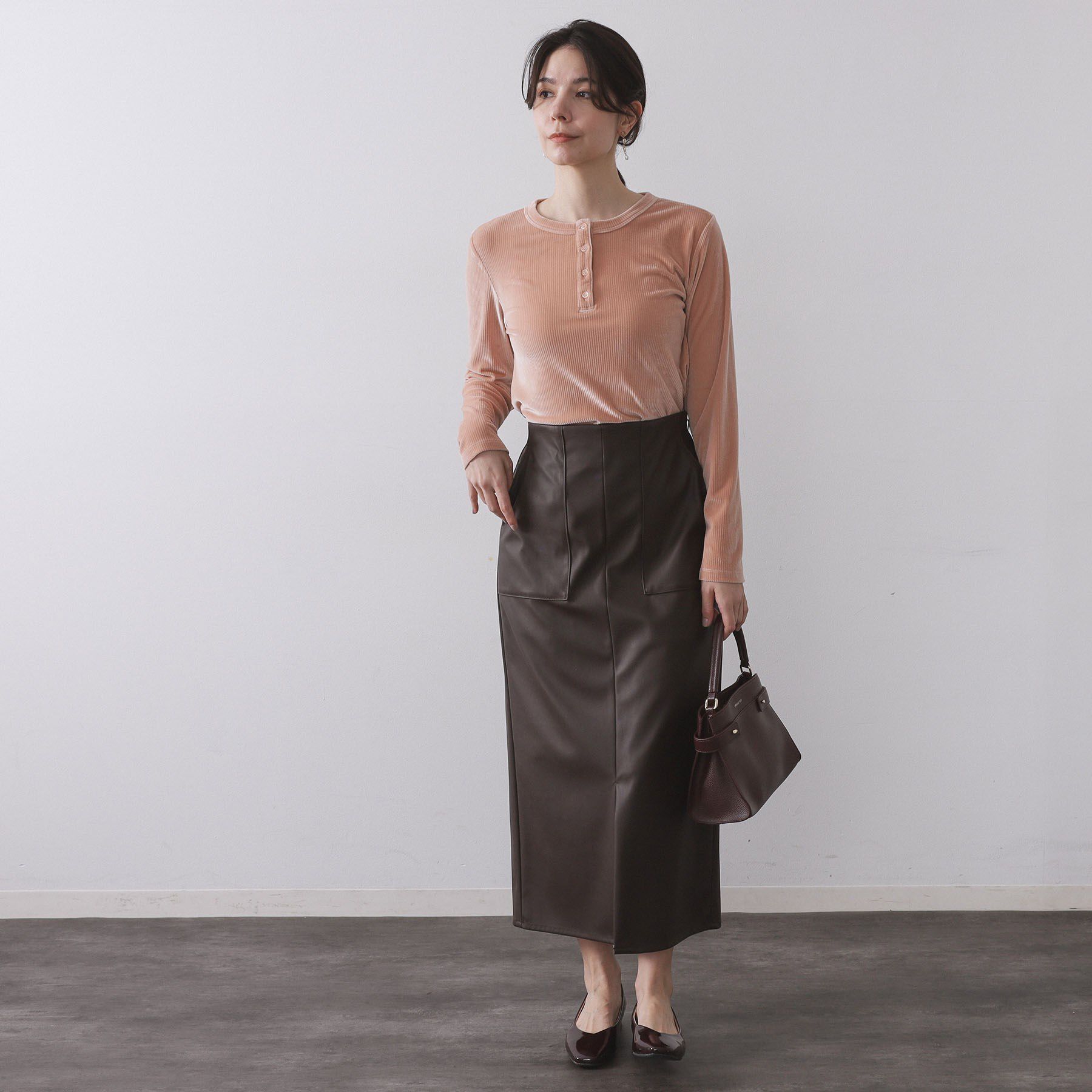 OPAQUE.CLIP「ベロアタッチリブトップス【洗濯機OK】」|Tシャツ・カットソー|