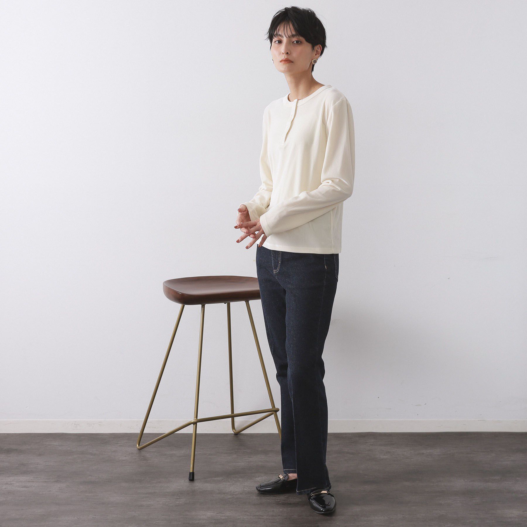 OPAQUE.CLIP「ベロアタッチリブトップス【洗濯機OK】」|Tシャツ・カットソー|