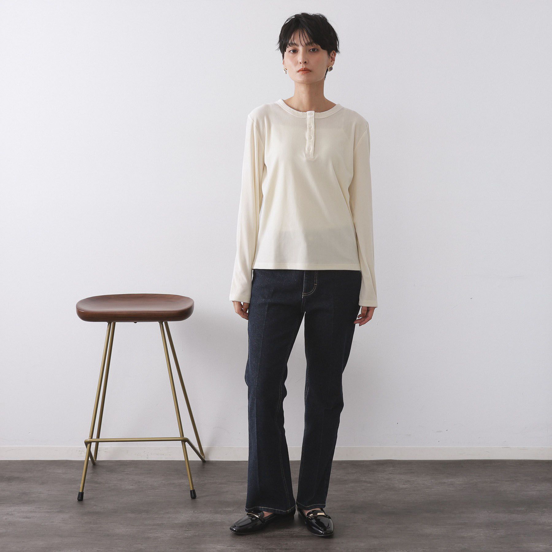 OPAQUE.CLIP「ベロアタッチリブトップス【洗濯機OK】」|Tシャツ・カットソー|