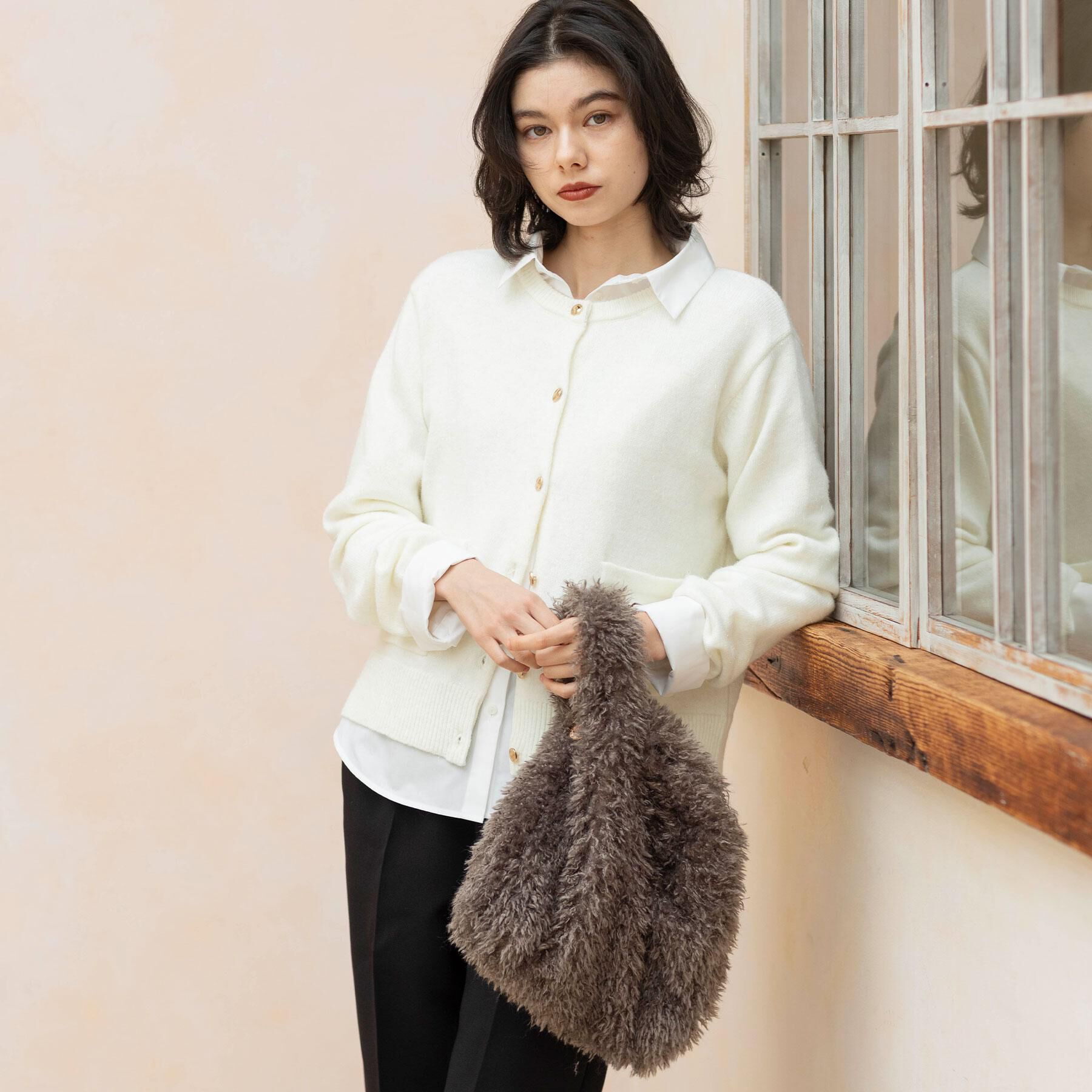 OPAQUE.CLIP「ラム風フェイクファーハンドバッグ」|ハンドバッグ|