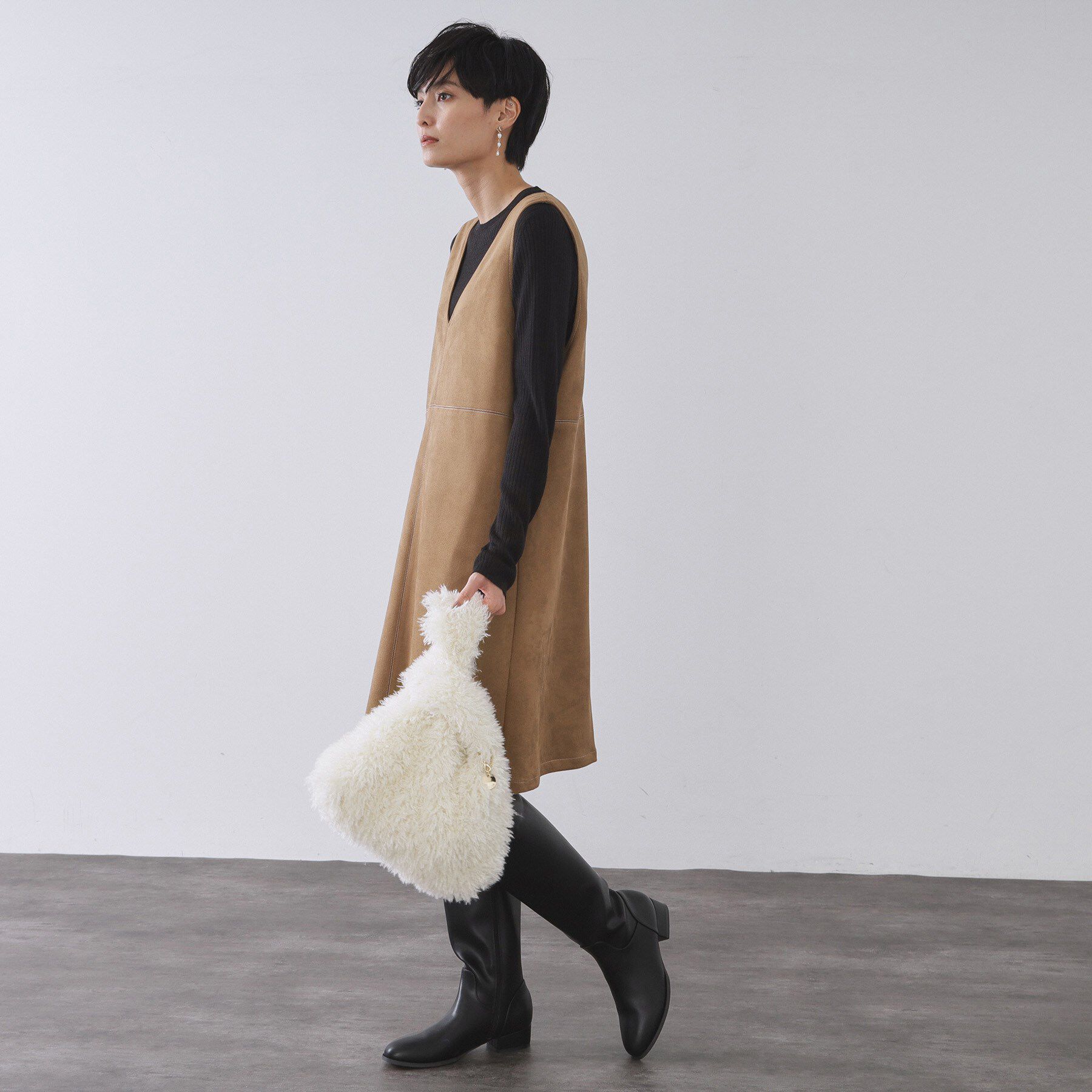 OPAQUE.CLIP「ラム風フェイクファーハンドバッグ」|ハンドバッグ|