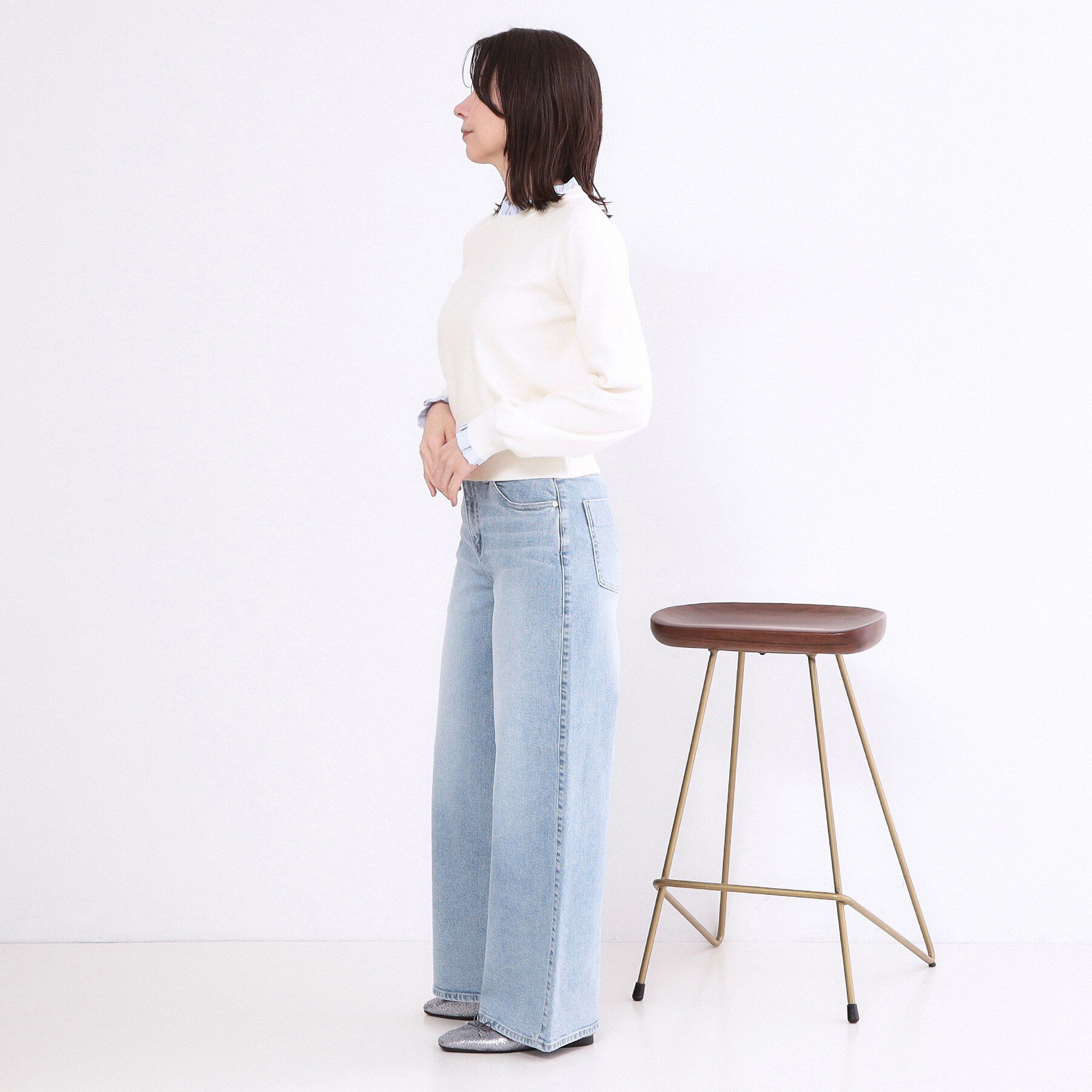 OPAQUE.CLIP「襟フリルドッキングニット【洗濯機OK】」|ニット・セーター|