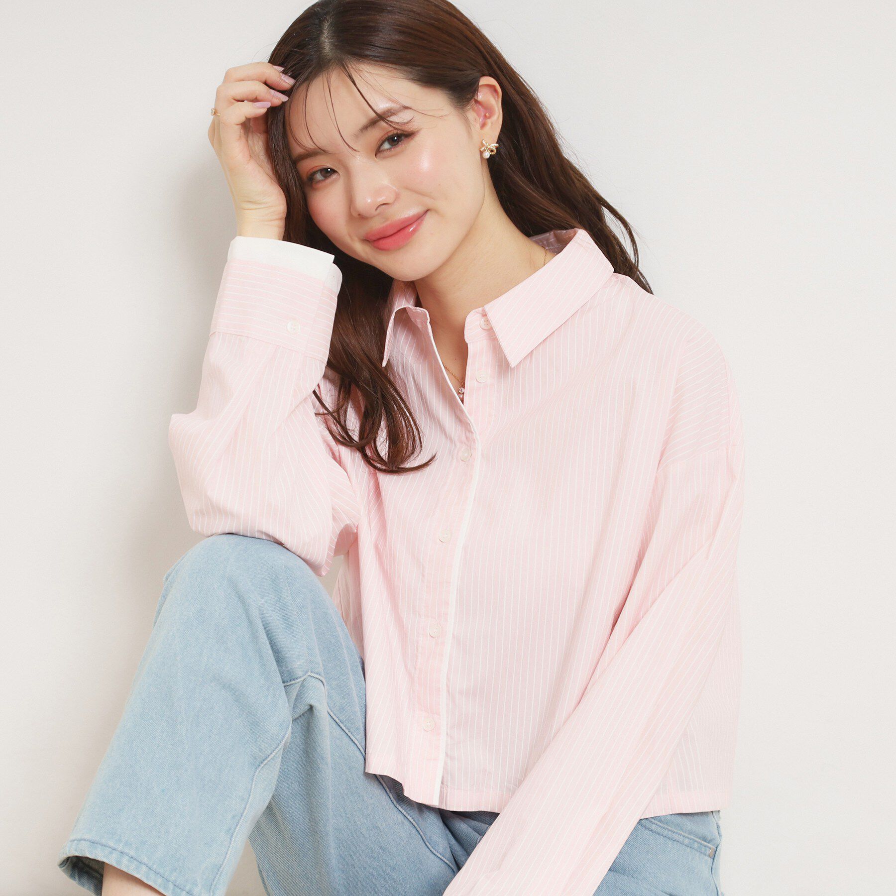 Couture broach「配色ストライプショートシャツ」|シャツ・ブラウス|