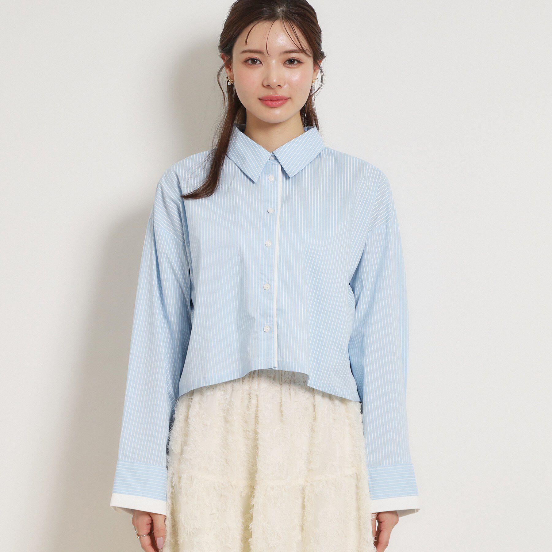 Couture broach「配色ストライプショートシャツ」|シャツ・ブラウス|