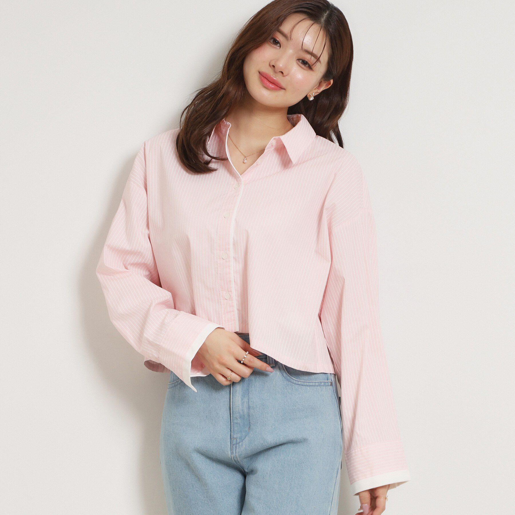 Couture broach「配色ストライプショートシャツ」|シャツ・ブラウス|