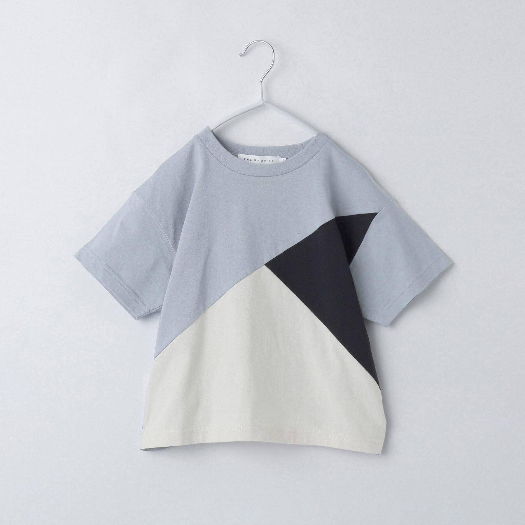 THE SHOP TK「【110－160】斜め切替配色Tシャツ/洗濯機OK」|Tシャツ・カットソー|