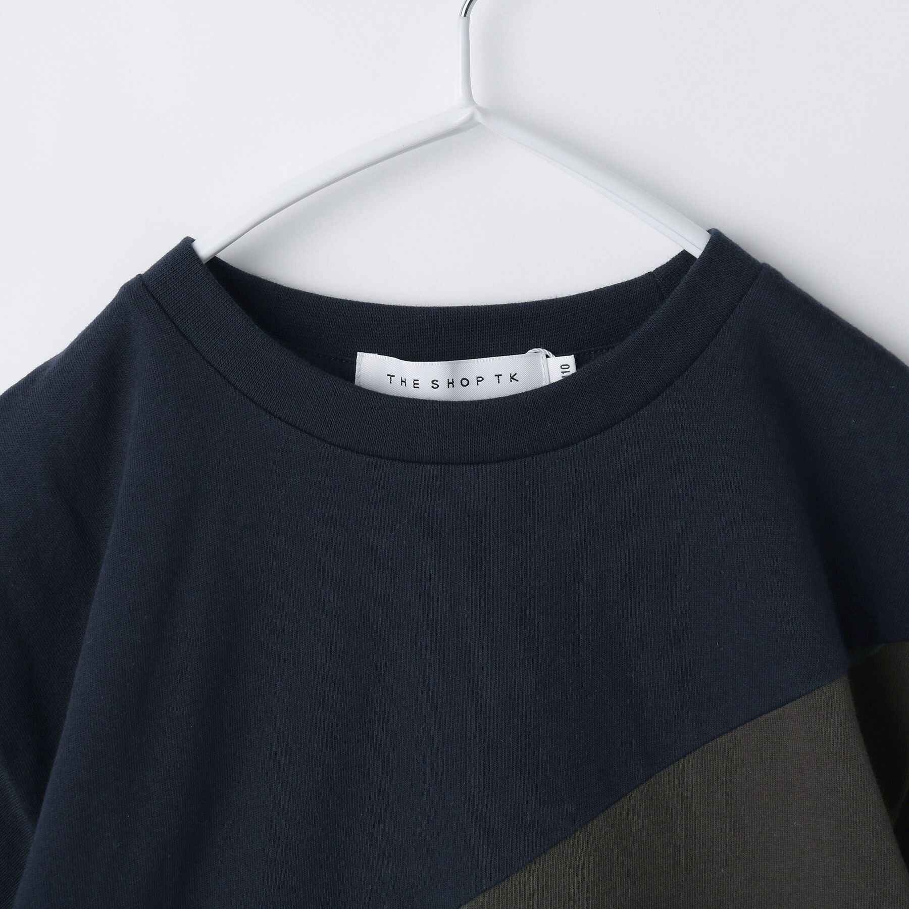 THE SHOP TK「【110－160】斜め切替配色Tシャツ/洗濯機OK」|Tシャツ・カットソー|