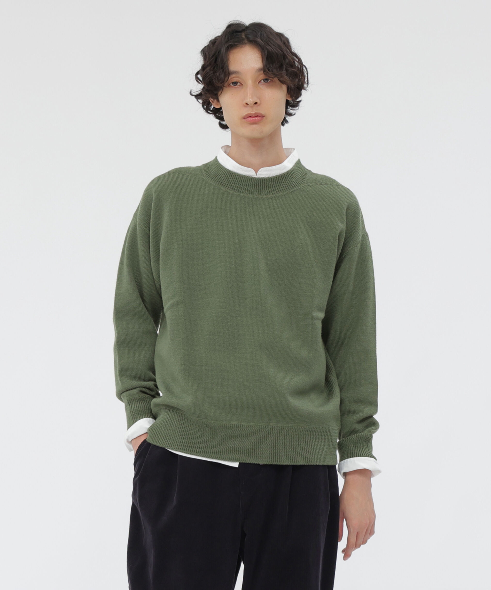 MHL.「WASHABLE PLAIN WOOL KNITWEAR」|ニット・セーター|GREEN