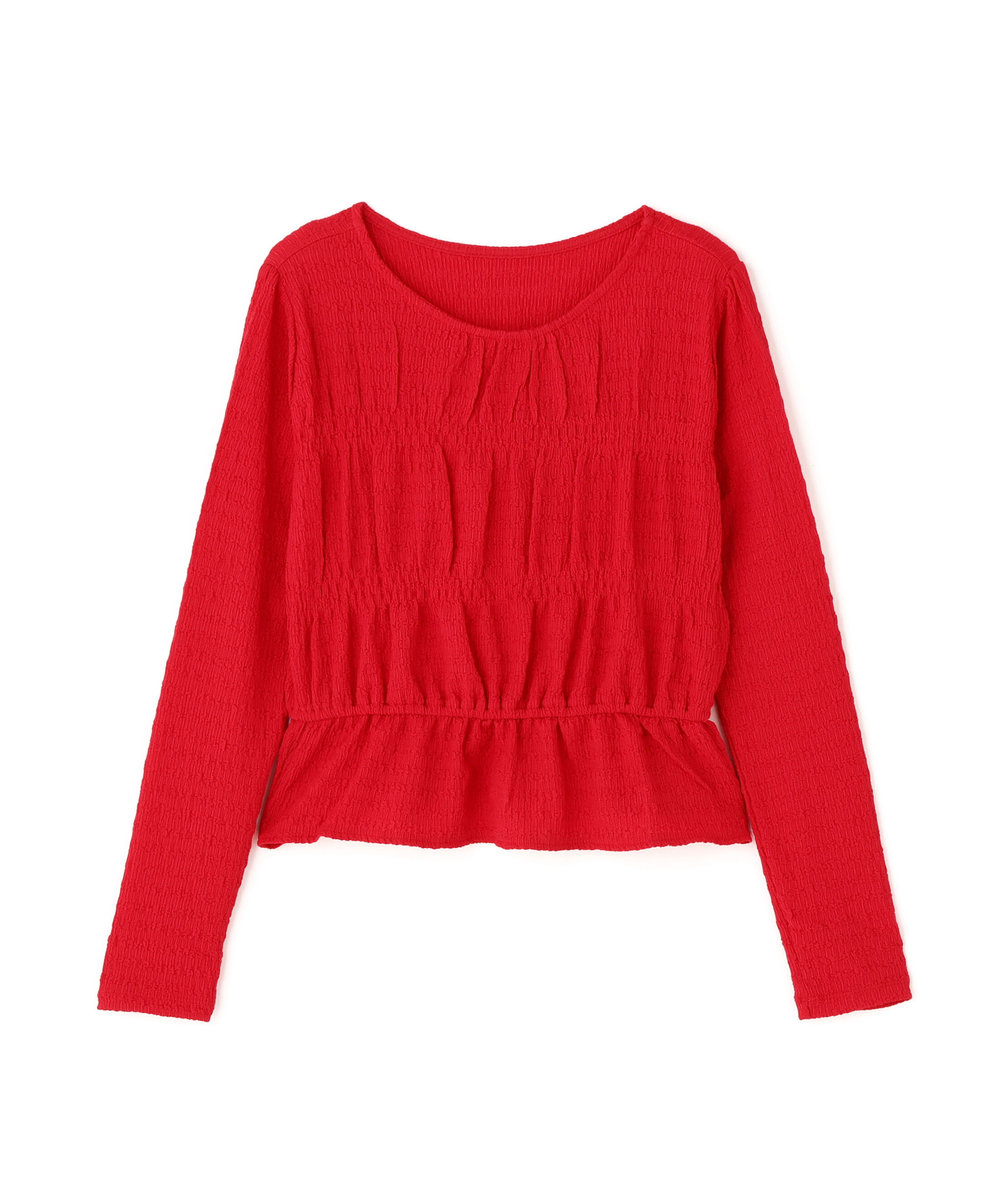  「シャーリングペプラムカットソー長袖」|Tシャツ・カットソー|